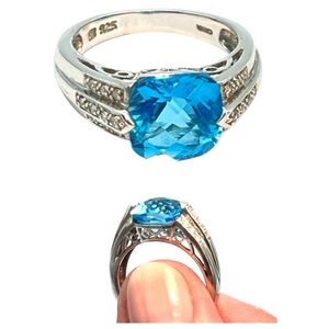 Designer Michelle Albala Ring Blue Topaz Sterling Silver